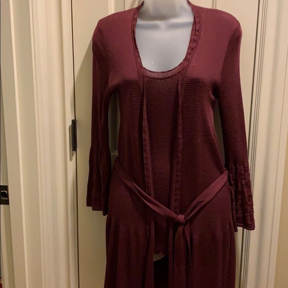 M Missoni Burgundy Knit Cardigan Sweater Set Sz 48